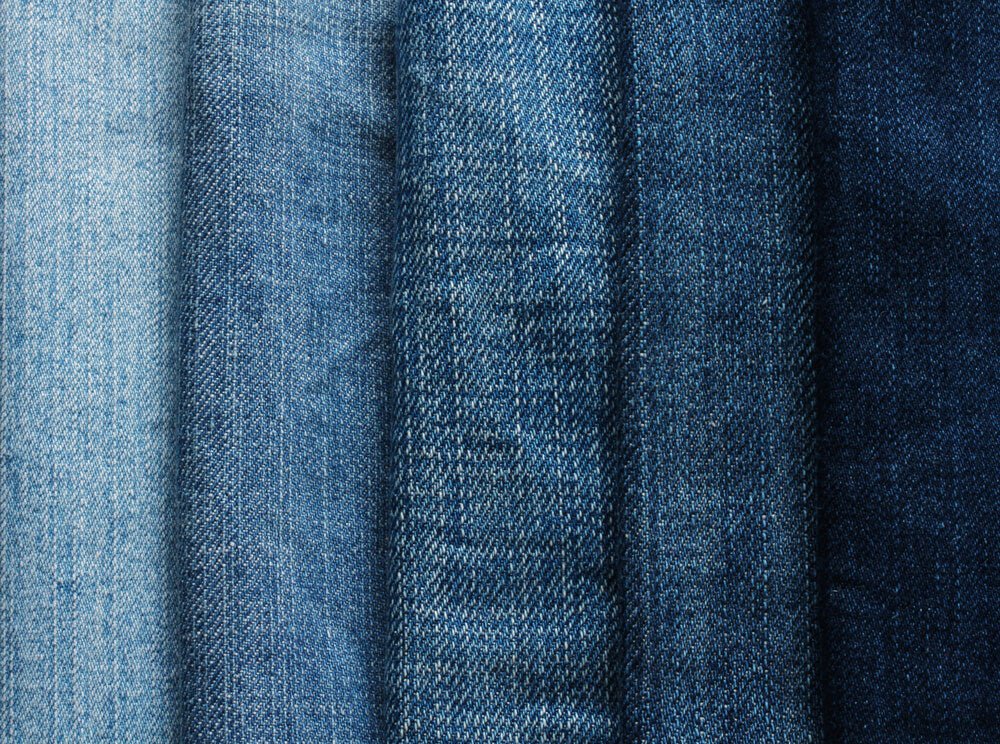Denim Fabric - Blue Plain Washed Stretch Denim - Jeans Fabric Material