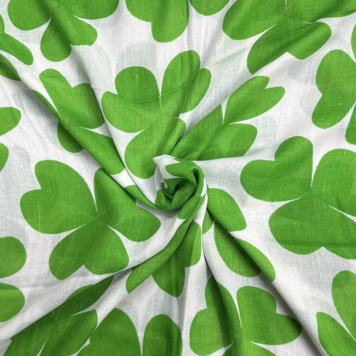 Pound A Metre 1.8 Metre Super Soft Pashmina Fabric - 37"- (Green & White Roses)