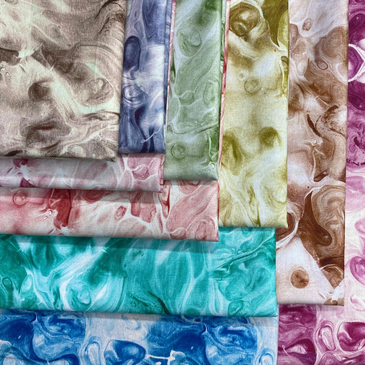 Pound A Metre 10 Metres 10 Metres 100% Digital Cotton Bundle- (Marble Effect)