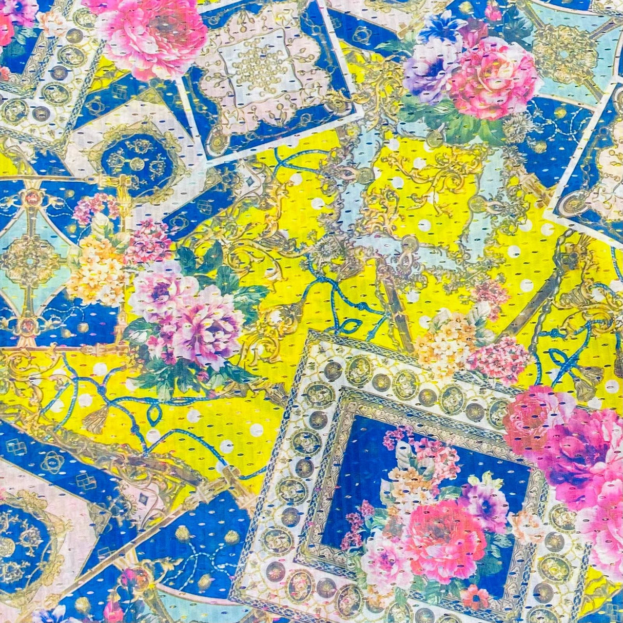 Pound A Metre 10 Metres 10 Metres Beautiful Printed Cut Out Crepe 55" Wide (Yellow)