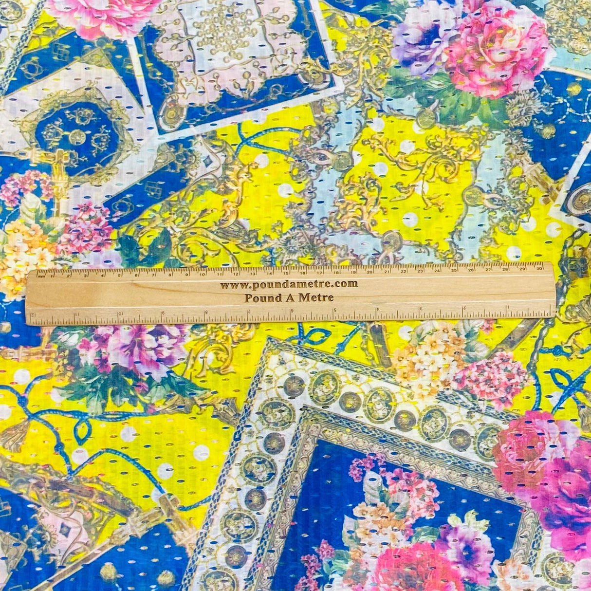 Pound A Metre 10 Metres 10 Metres Beautiful Printed Cut Out Crepe 55" Wide (Yellow)