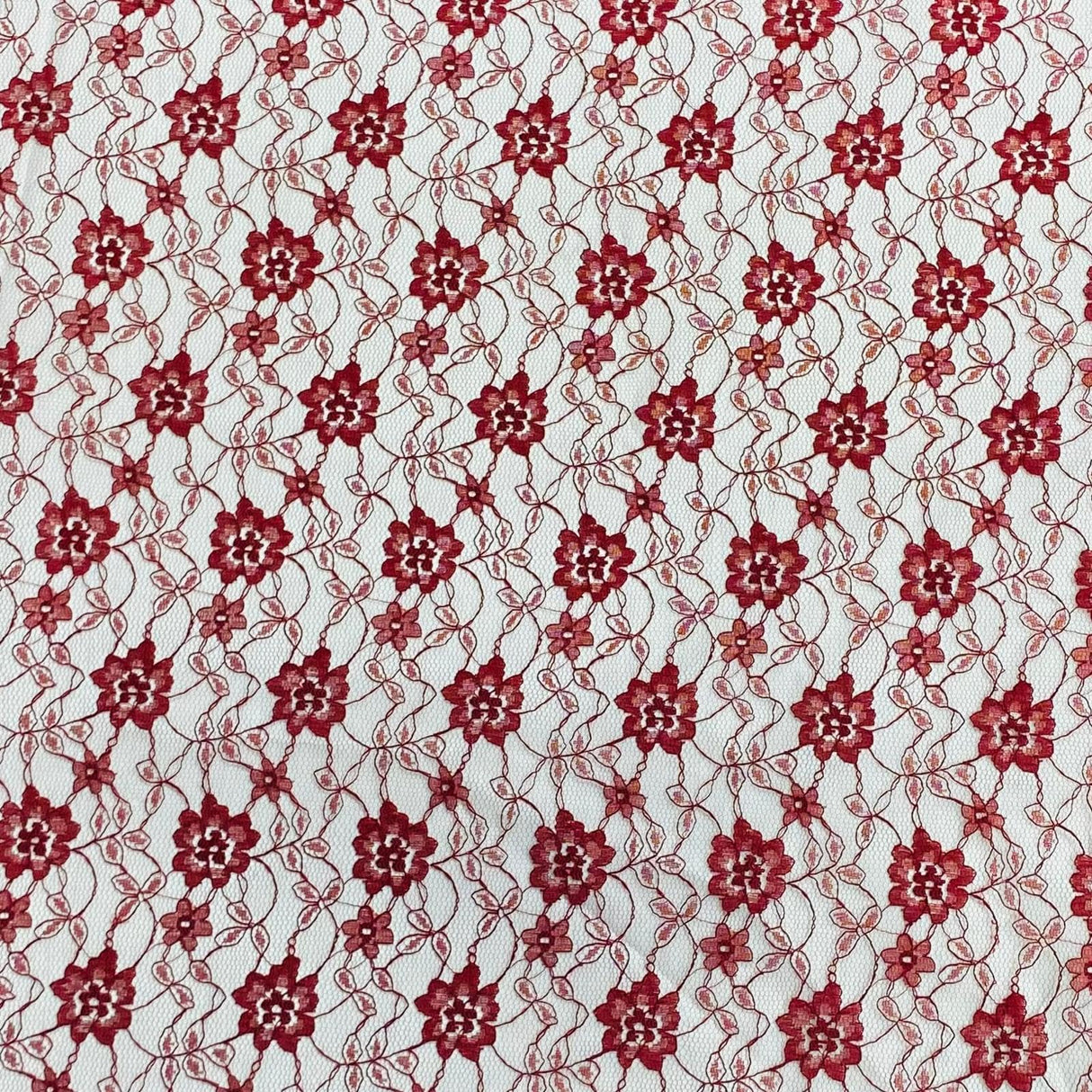 Pound A Metre 10 Metres, Floral Rachelle Lace - 45" Wide (Maroon)