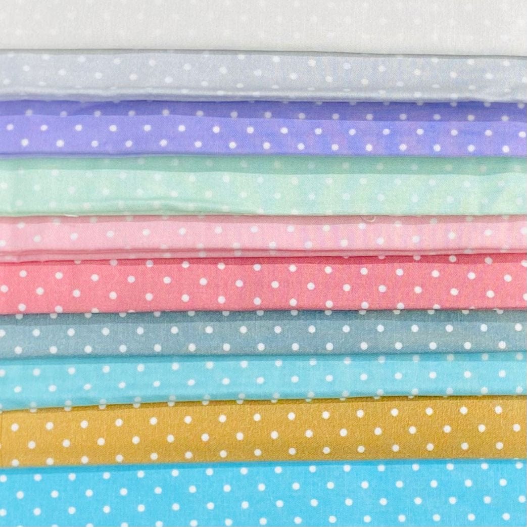 Pound A Metre 5 Fat Quarters 10x1 Polka Dot Cotton Poplin Bundle - 44” Wide (Pastel)