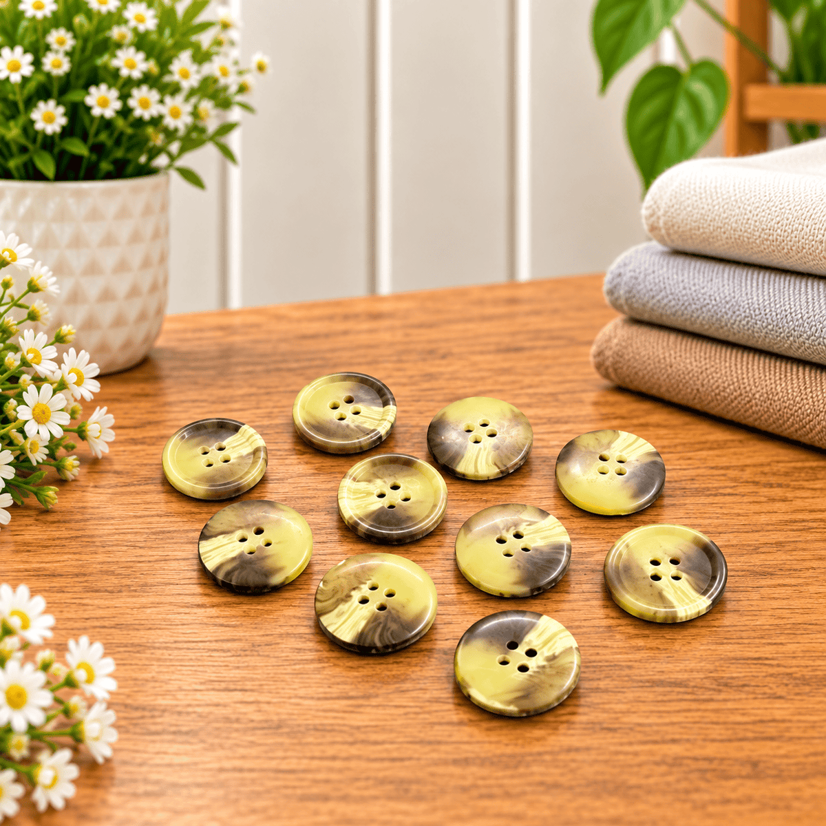 Pound A Metre 12 Pack Premium Sewing Buttons – Perfect for Dressmaking & Crafts (Toffee)