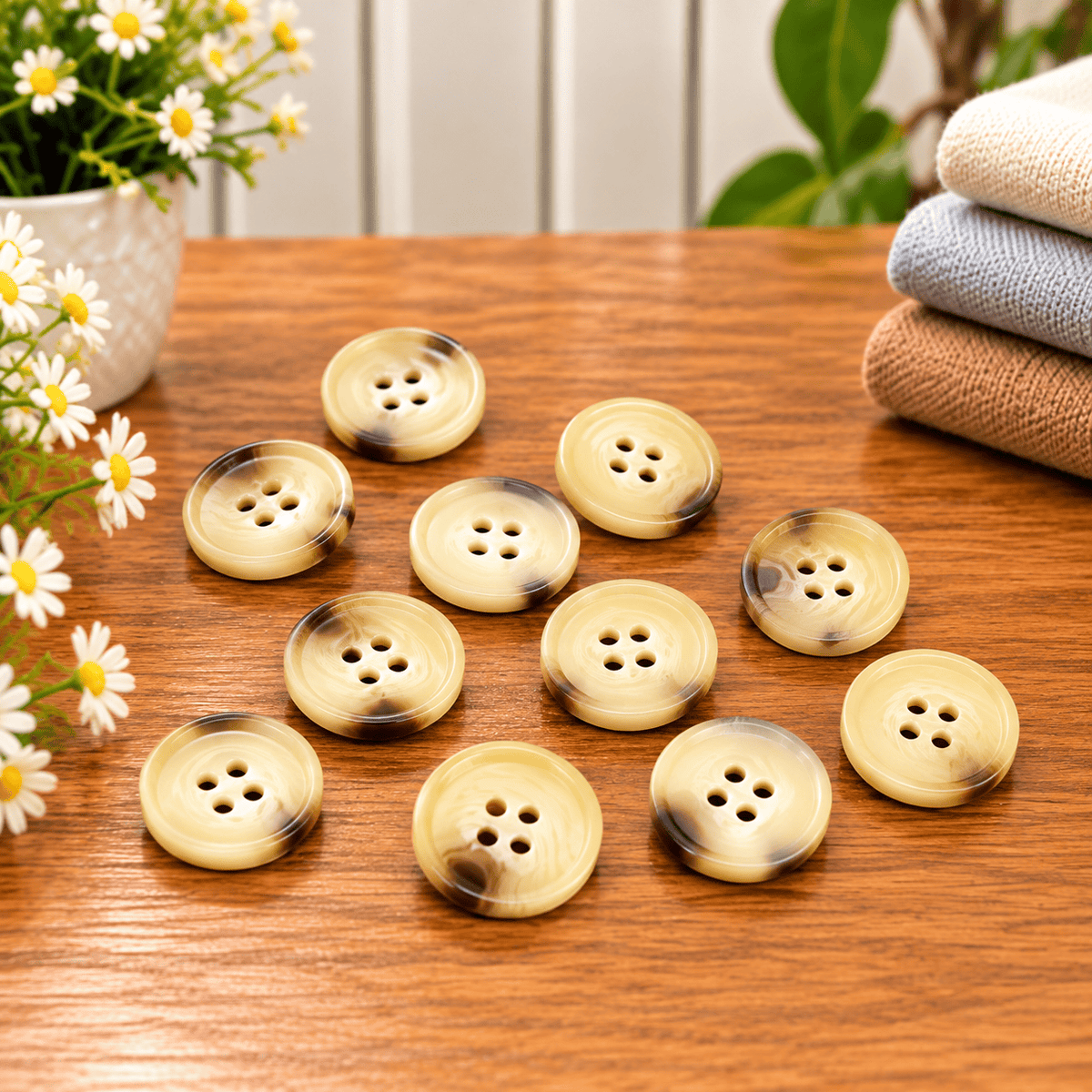 Pound A Metre 12 Pack Premium Sewing Buttons – Perfect for Dressmaking & Crafts (Vanilla)