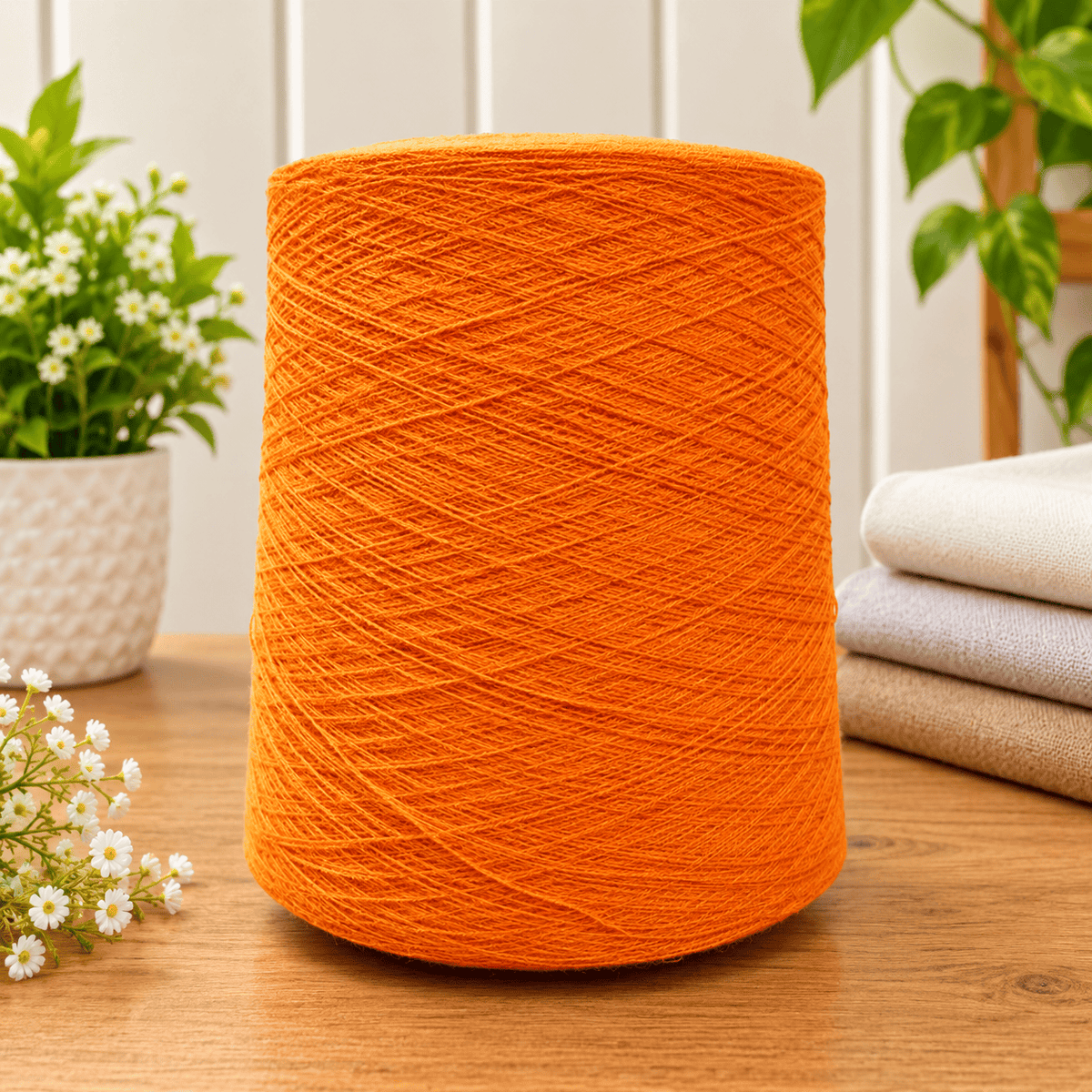 Pound A Metre 2/28Nm 100% High Bulk Acrylic Yarn 1.25KG Cone Machine Knitting (Orange)