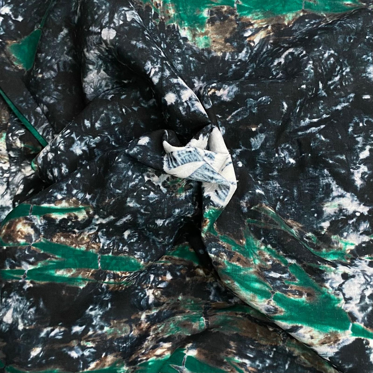 Pound A Metre 2.9 Metre Premium Tie Dye Cotton – 36” Wide - (Black & Green)