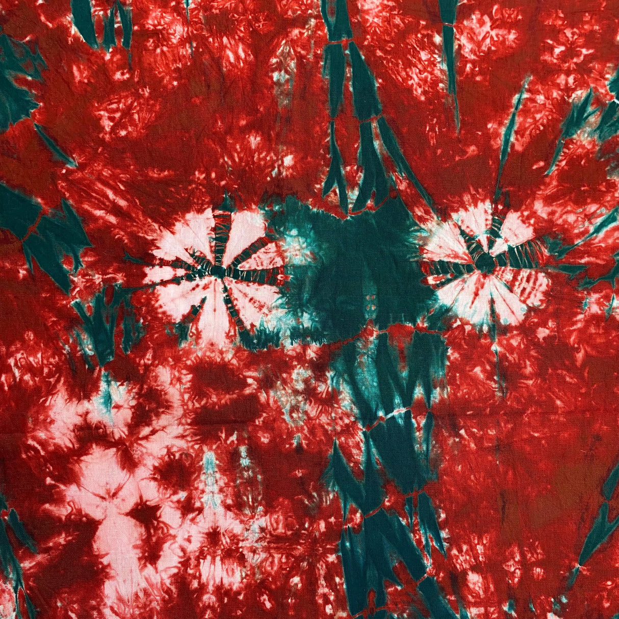 Pound A Metre 2.9 Metre Premium Tie Dye Cotton – 36” Wide - (Dark Red & Green) (EOL)