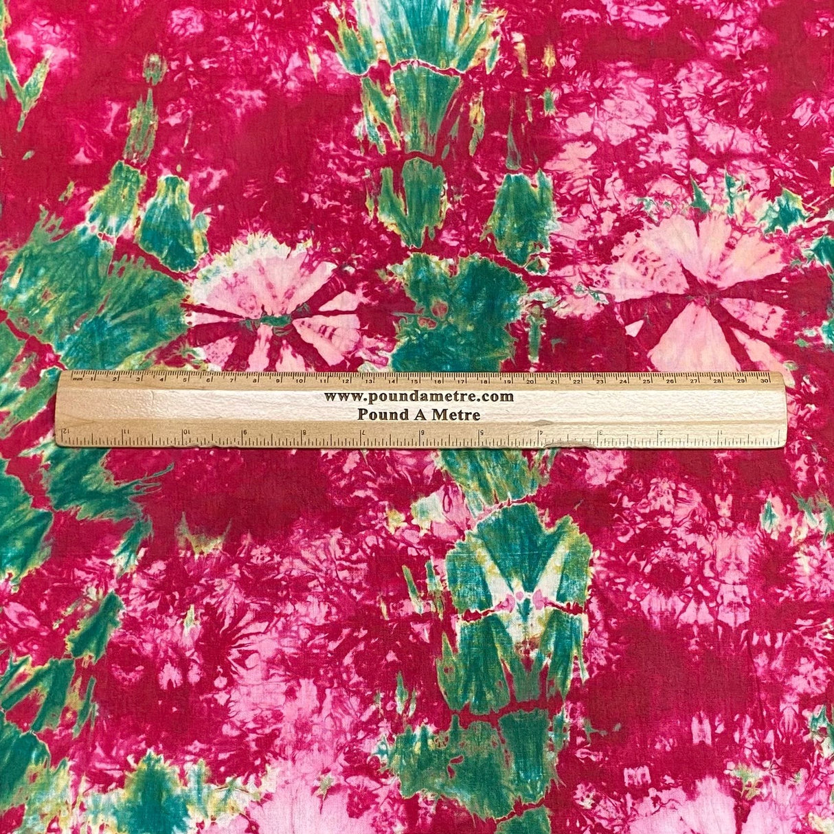 Pound A Metre 2.9 Metre Premium Tie Dye Cotton – 36” Wide - (Pink & Green) (EOL)