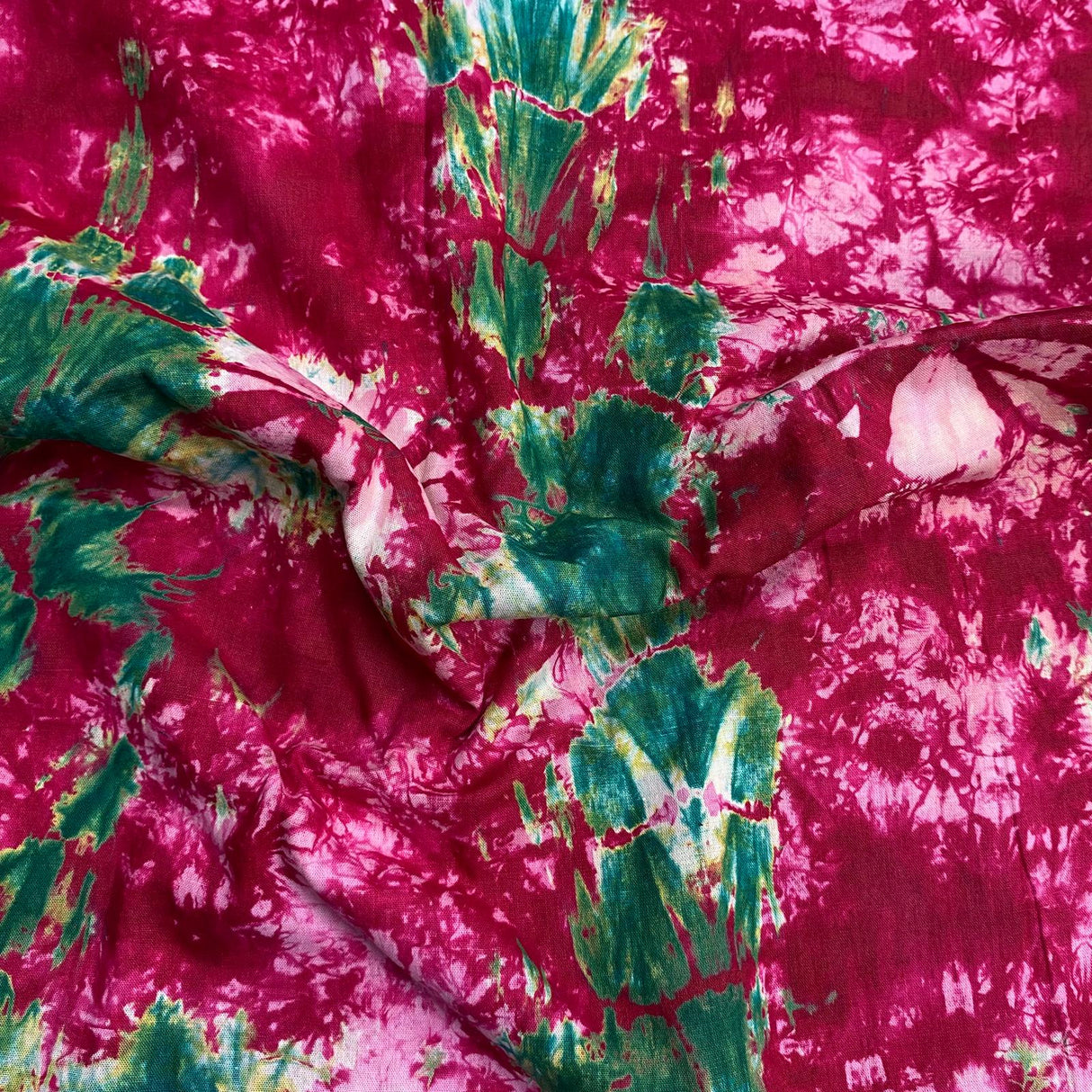 Pound A Metre 2.9 Metre Premium Tie Dye Cotton – 36” Wide - (Pink & Green) (EOL)