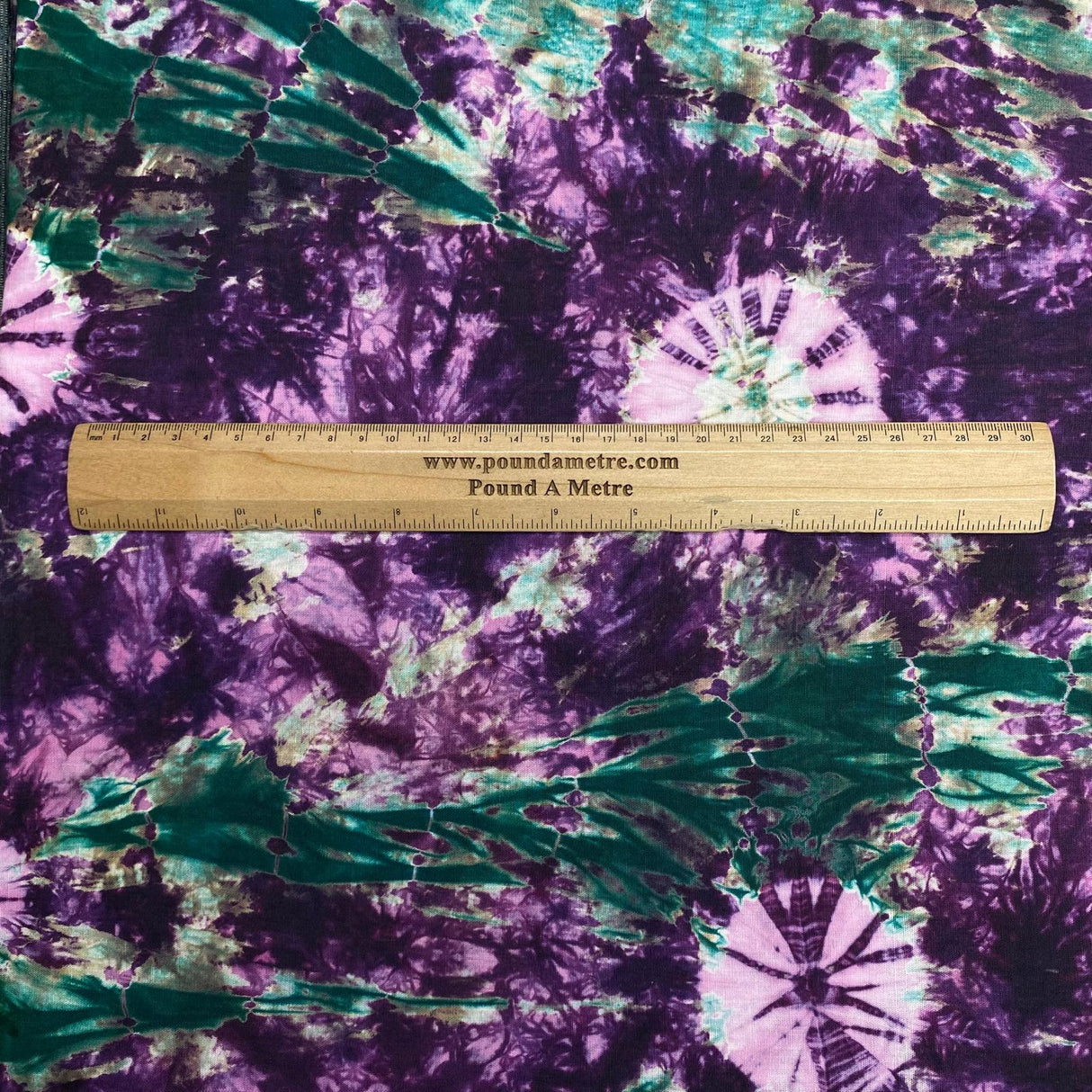 Pound A Metre 2.9 Metre Premium Tie Dye Cotton – 36” Wide - (Purple & Green)