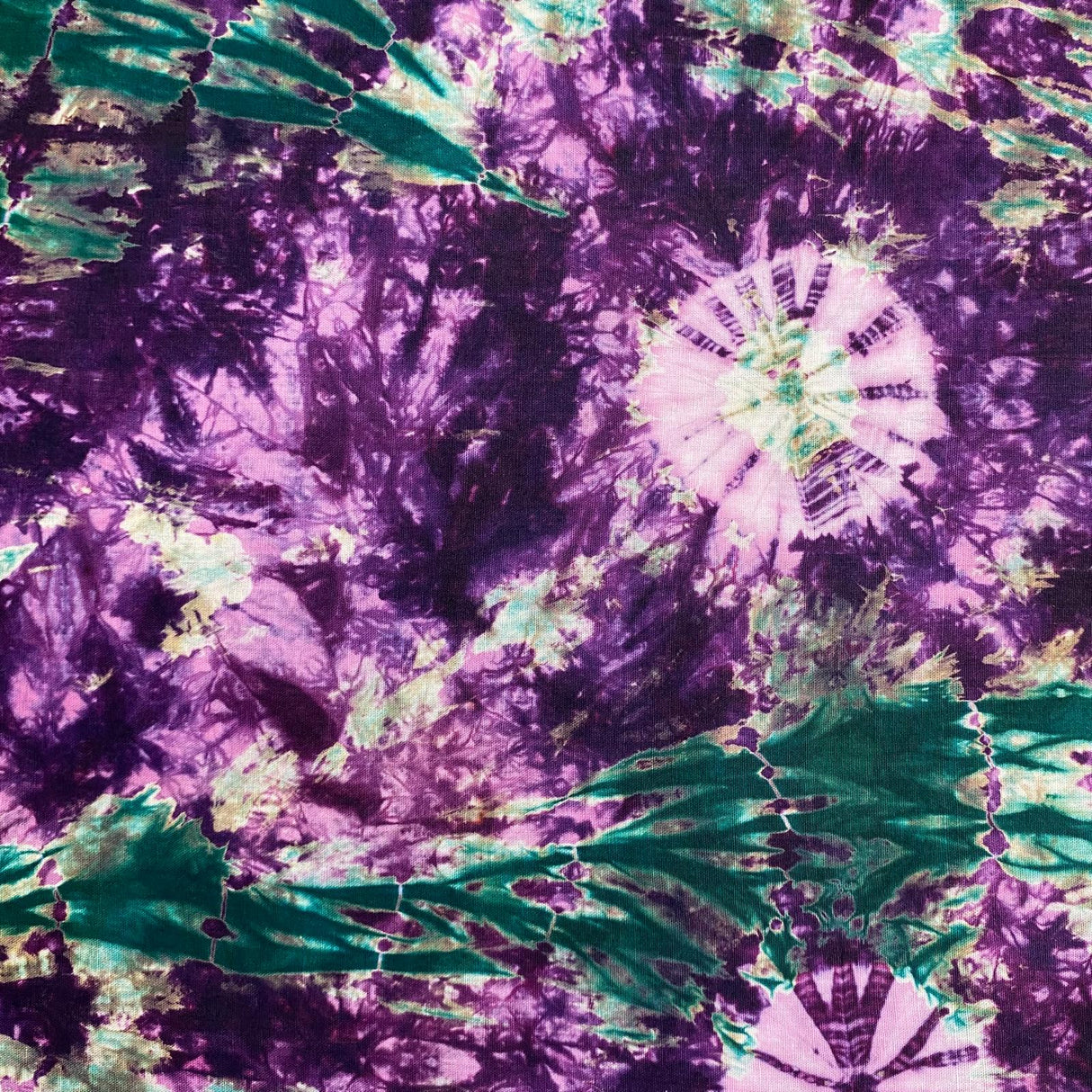 Pound A Metre 2.9 Metre Premium Tie Dye Cotton – 36” Wide - (Purple & Green)