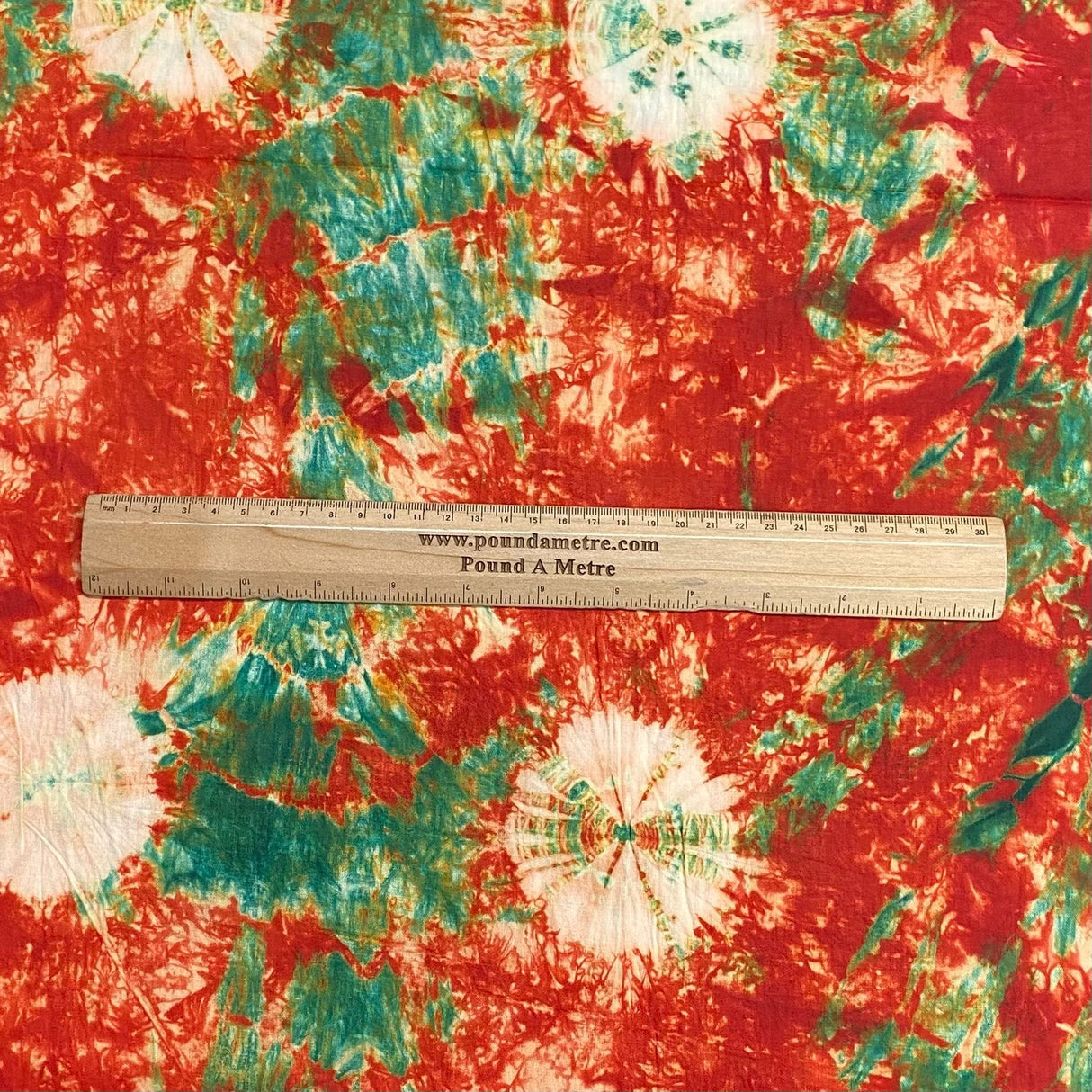 Pound A Metre 2.9 Metre Premium Tie Dye Cotton – 36” Wide - (Red & Green) (EOL)