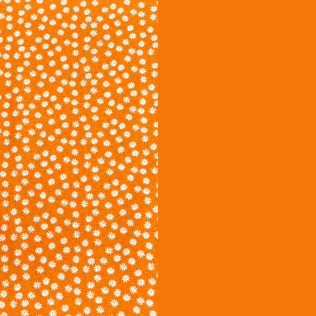 Pound A Metre 2 Metre Digitally Printed 100% Cotton Bundle- (Orange Flowers)
