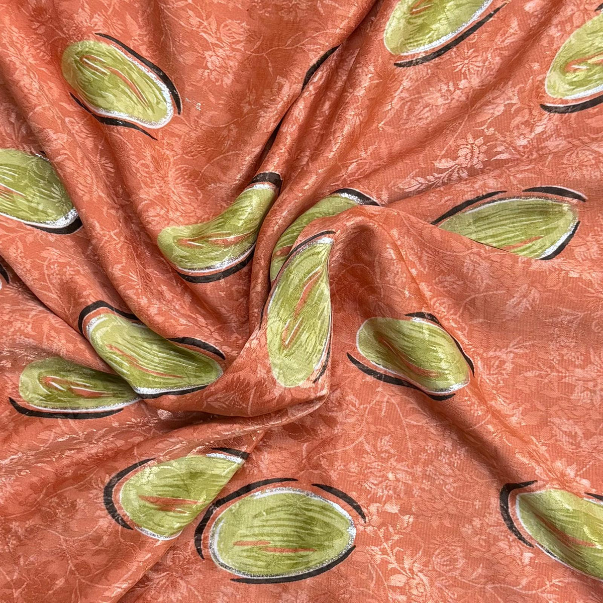 Pound A Metre 2 Metres Luxurious Printed Crepe - 45" Wide (Orange)