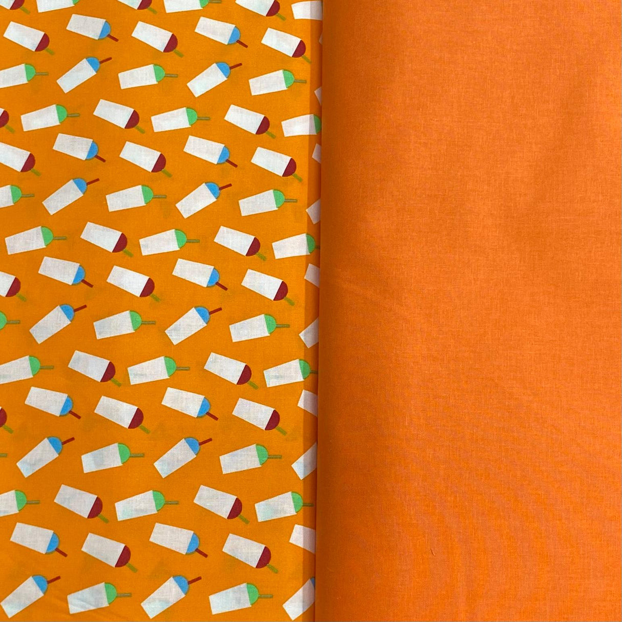 Pound A Metre 2 Piece Bundle Digitally Printed 100% Cotton- 45" Wide (Orange Bottle)