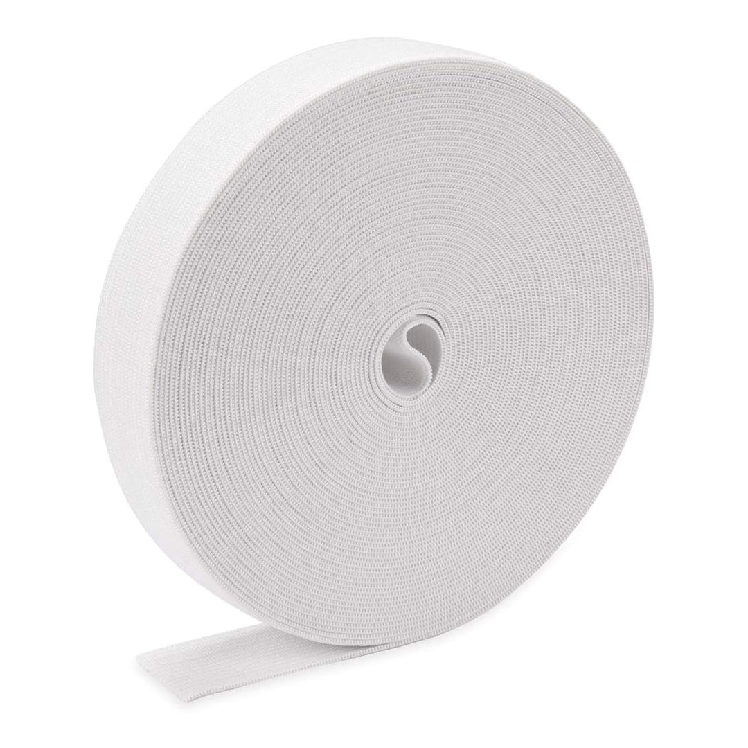 24mm Premium Elastic- Full 30 Metre Roll (White) - Pound A Metre