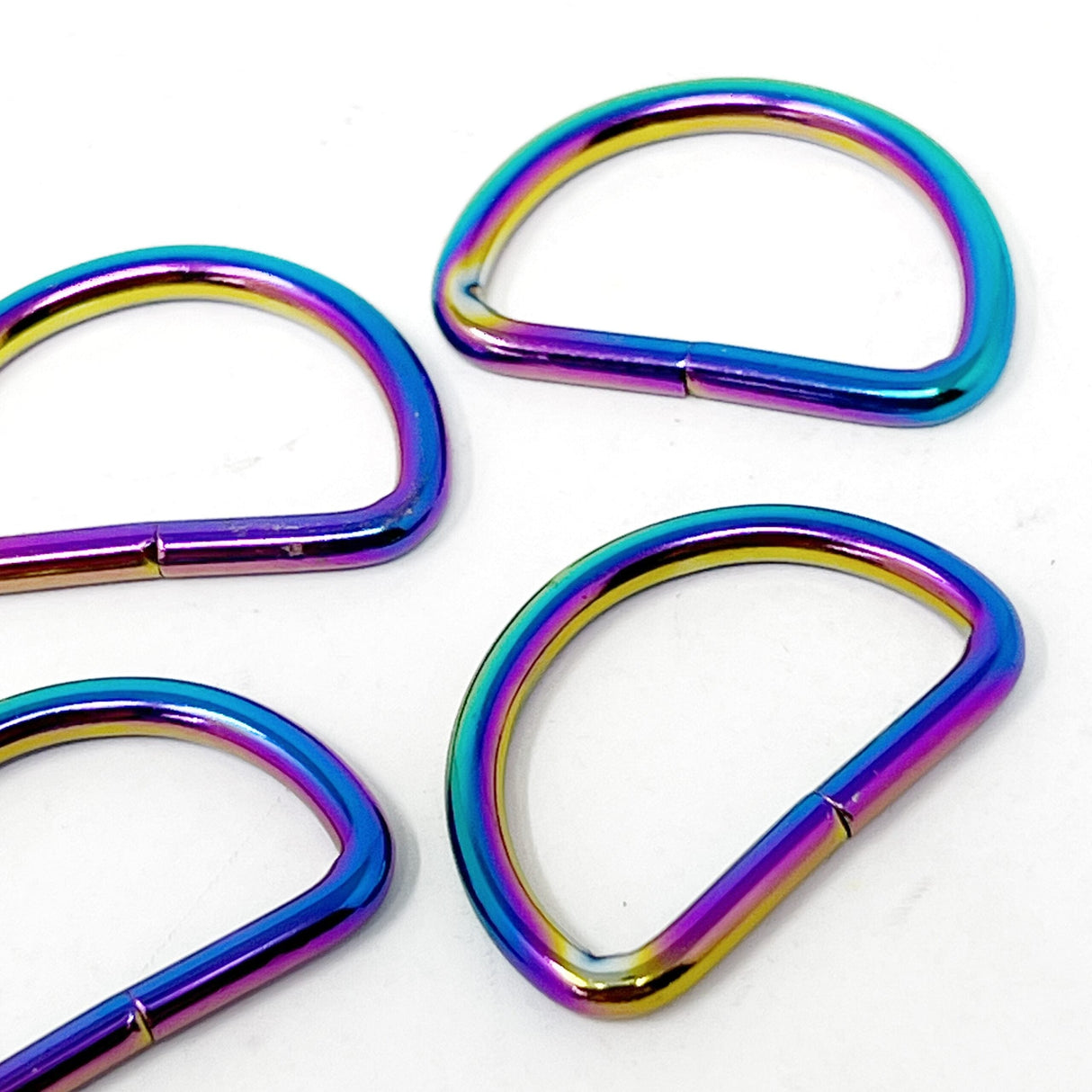 Pound A Metre Rainbow / Pack Of 2 25mm Metal D-Rings For Bags- 5 Colours- Pack Of 2