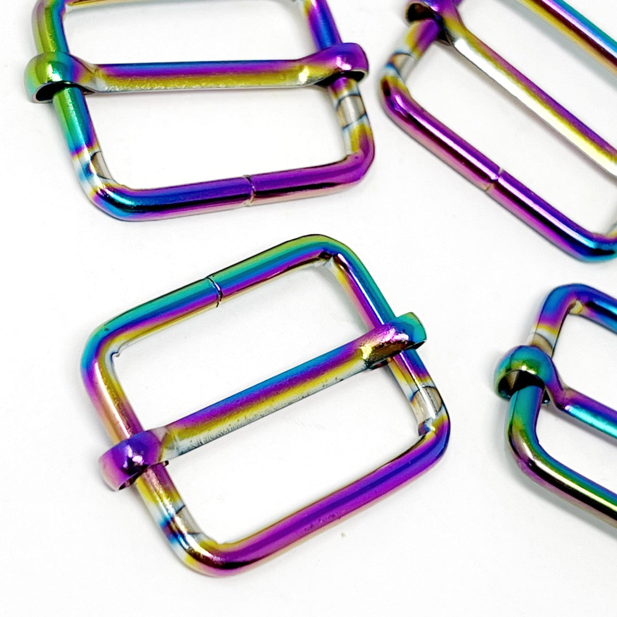 Pound A Metre Rainbow / Pack Of 2 25mm Metal Strap Slider For Bags- 5 Colours- Pack Of 2