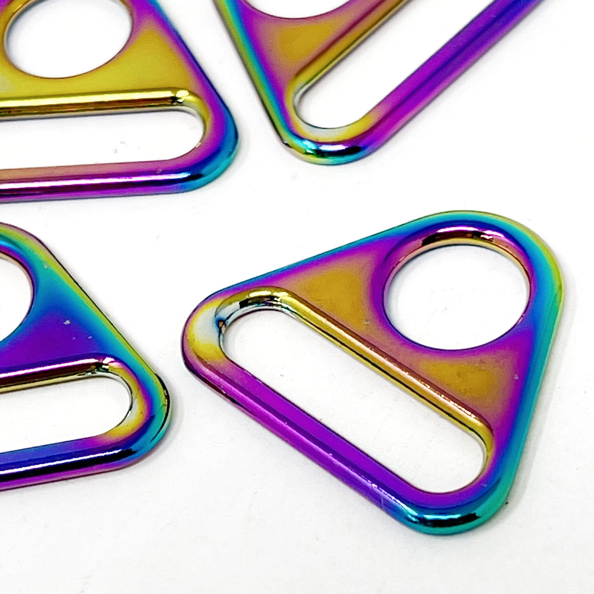 Pound A Metre Rainbow / Pack Of 2 25mm Metal Triangle Rings For Bags- 5 Colours- Pack Of 2
