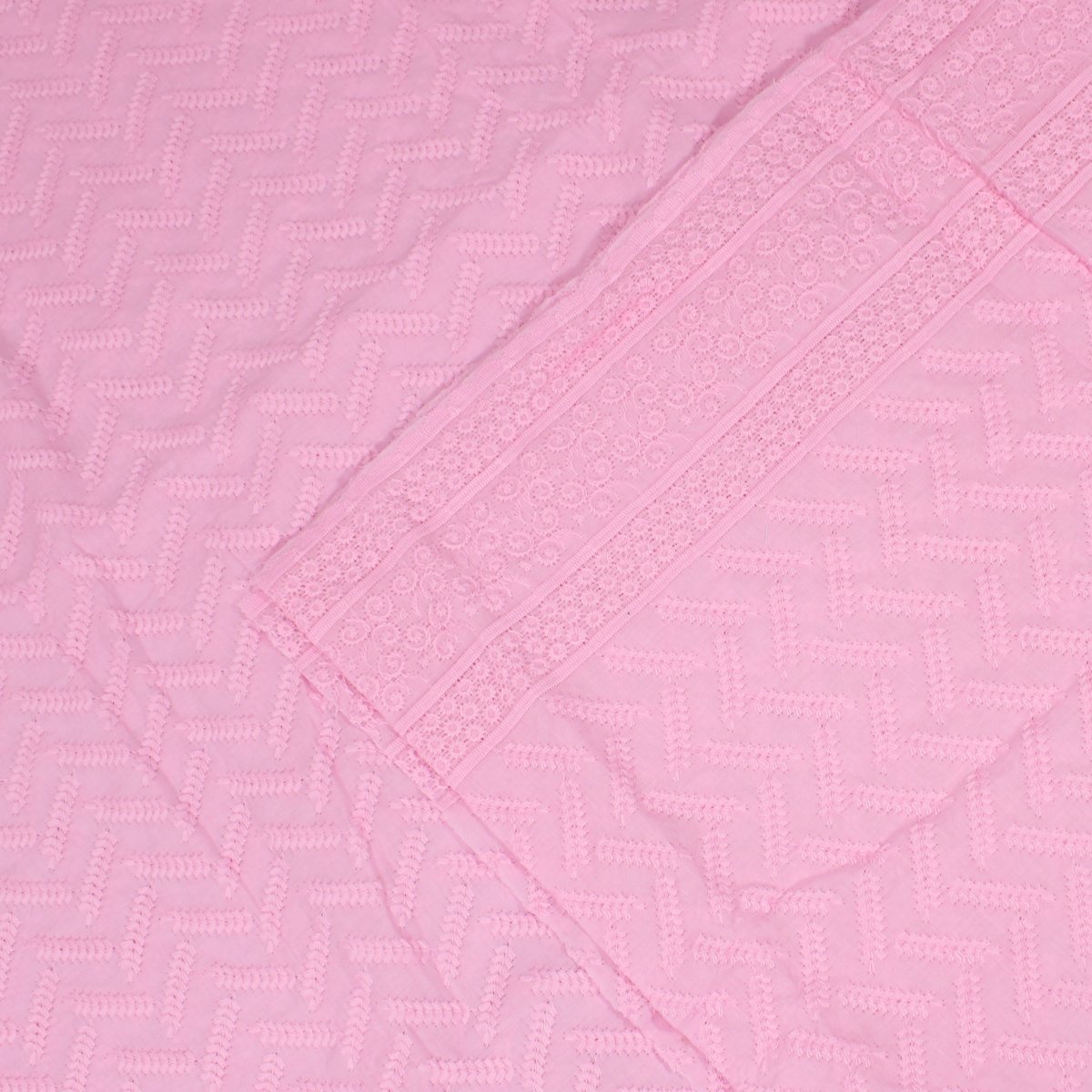 3 Metre Broderie Anglaise Floral Cotton - 45" Wide (Baby Pink) - Pound A Metre
