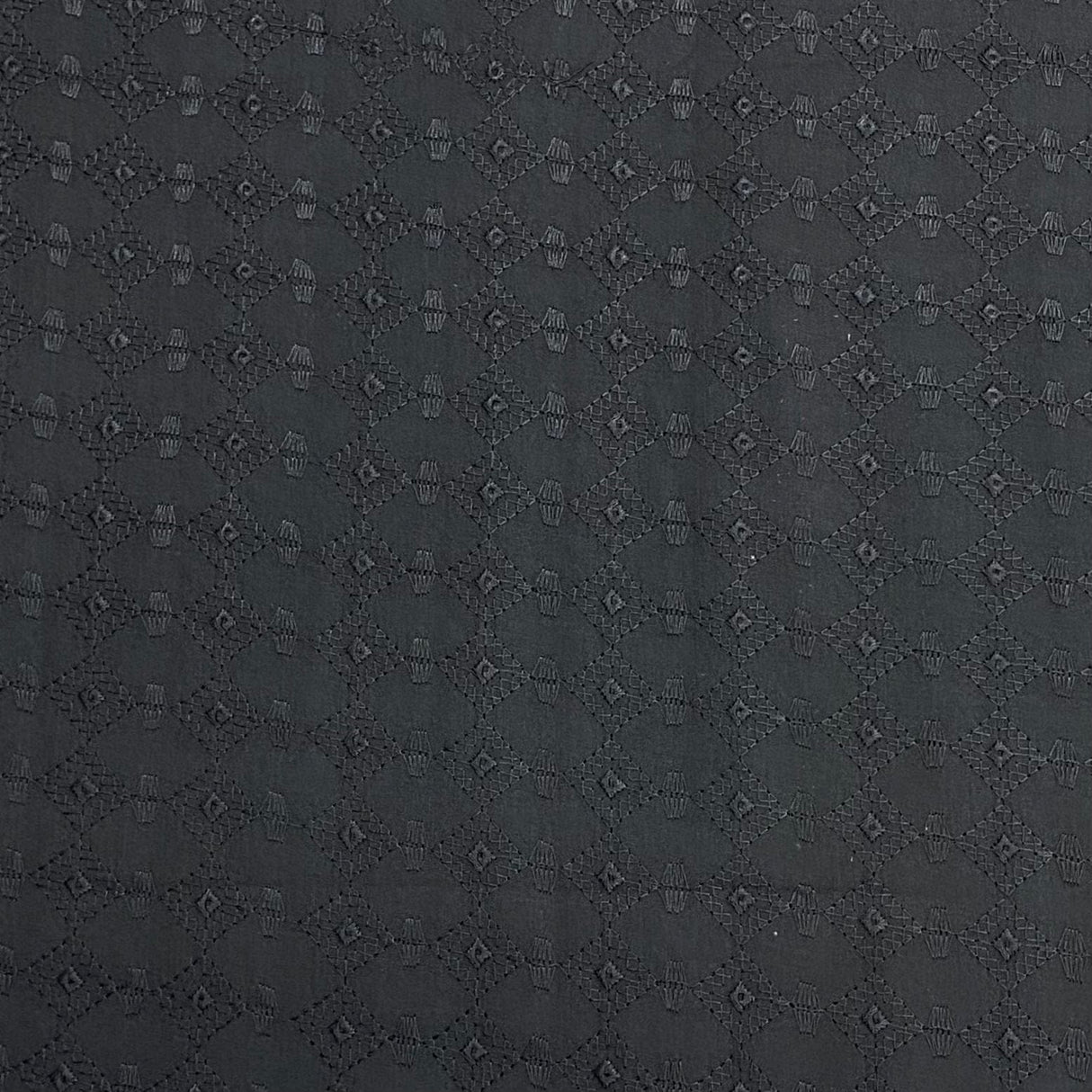 Pound A Metre 3 Metres 3 Metre Broderie Anglaise Floral Cotton - 45" Wide (Black)