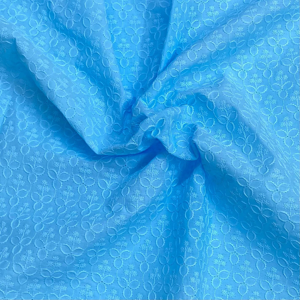 Pound A Metre 3 Metres 3 Metre Broderie Anglaise Floral Cotton - 45" Wide (Blue)