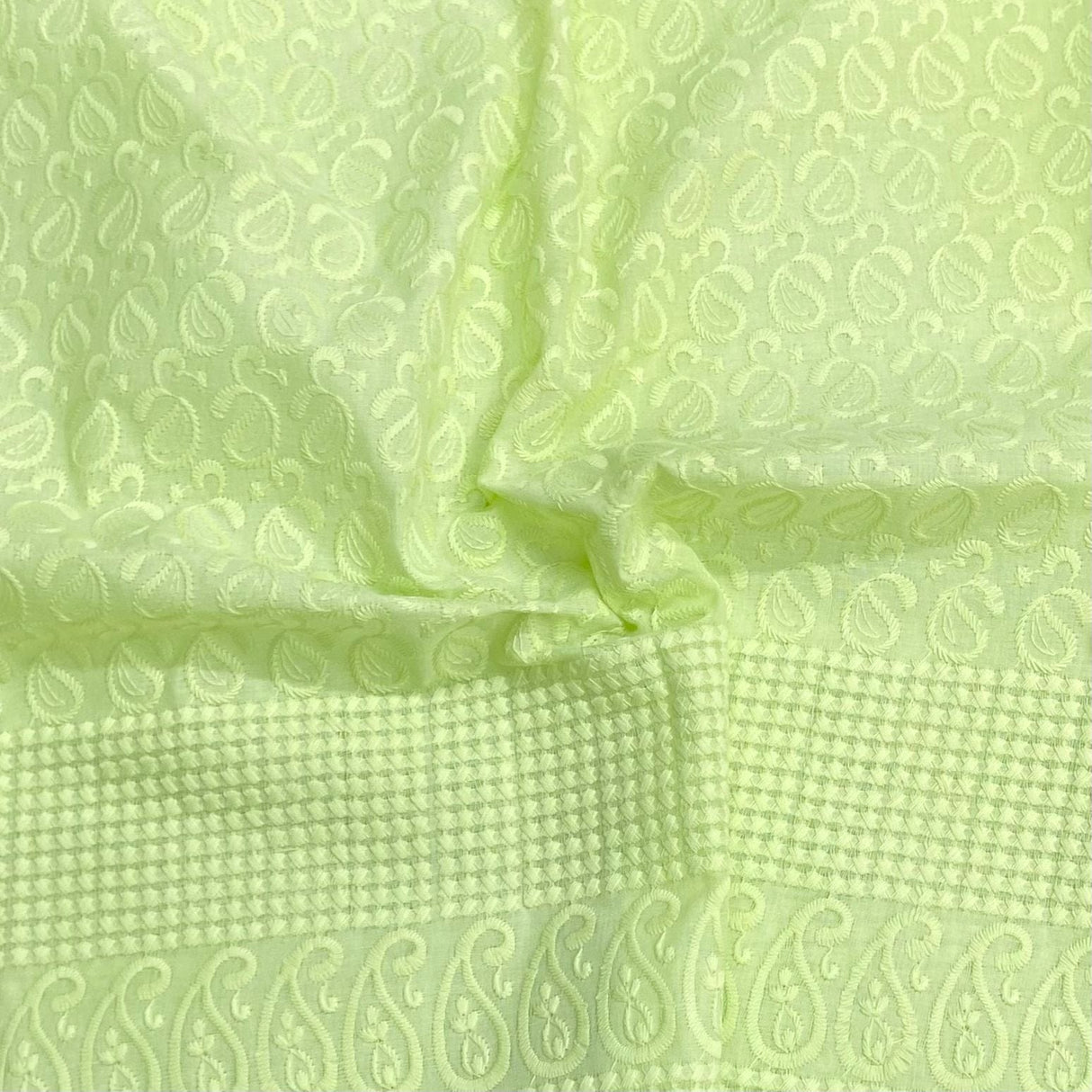 Pound A Metre 3 Metres 3 Metre Broderie Anglaise Floral Cotton - 45" Wide (Green)