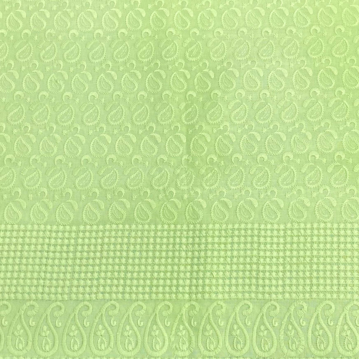 Pound A Metre 3 Metres 3 Metre Broderie Anglaise Floral Cotton - 45" Wide (Green)