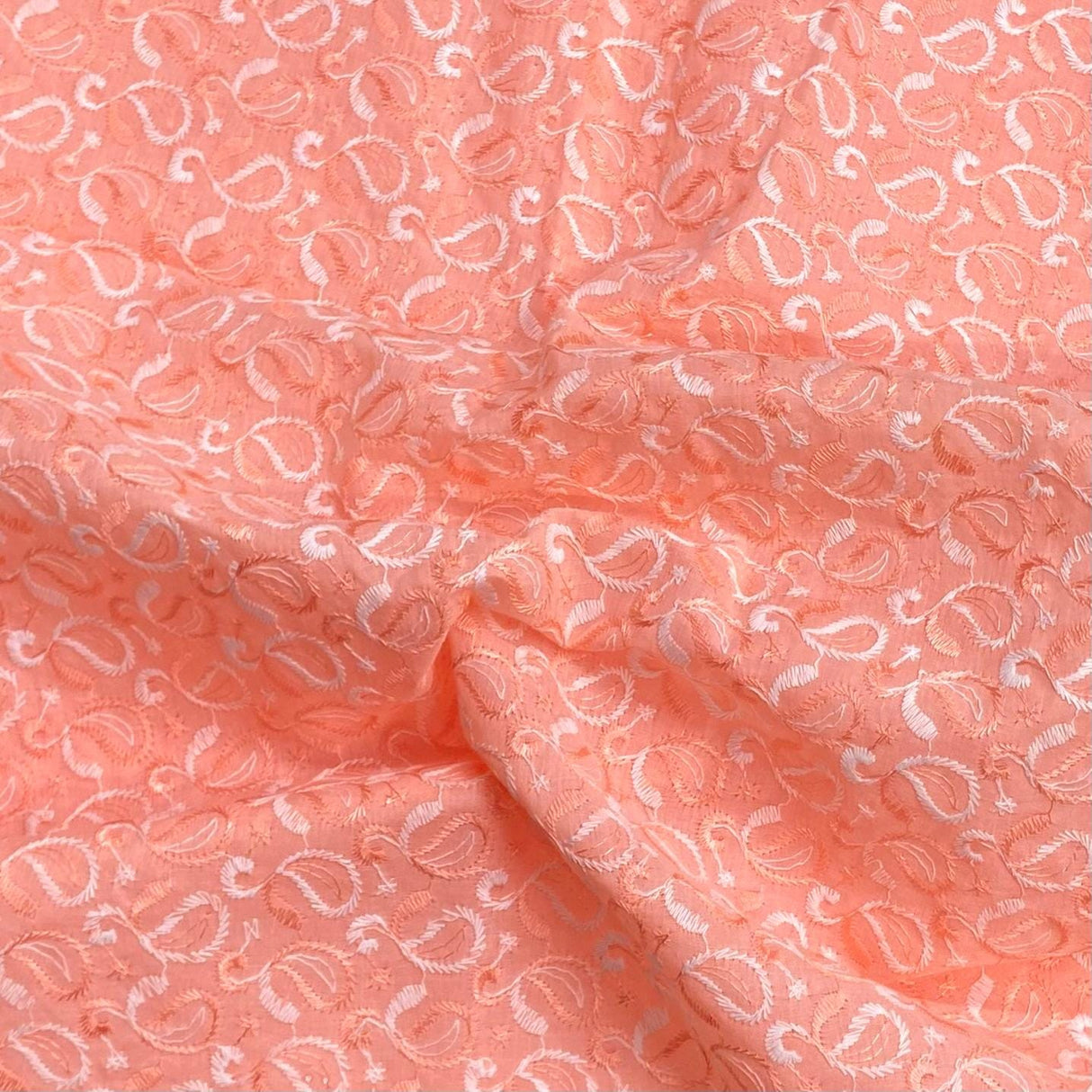 Pound A Metre 3 Metre 3 Metre Broderie Anglaise Floral Cotton - 45" Wide (Peach)