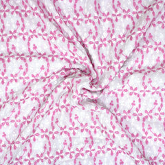 3 Metre Broderie Anglaise Floral Cotton - 45" Wide (Pink & White) - Pound A Metre