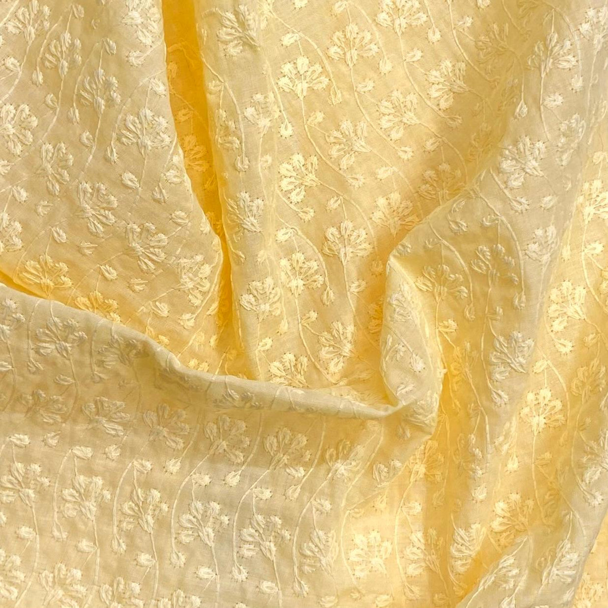 Pound A Metre 3 Metre 3 Metre Broderie Anglaise Floral Cotton - 45" Wide (Yellow)