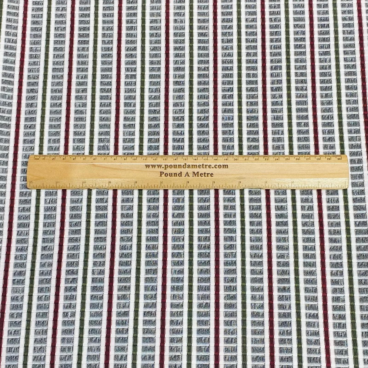 Pound A Metre 3 Metres 3 Metre Luxurious Soft Printed Ribbed Jersey - 55"- (White & Maroon)