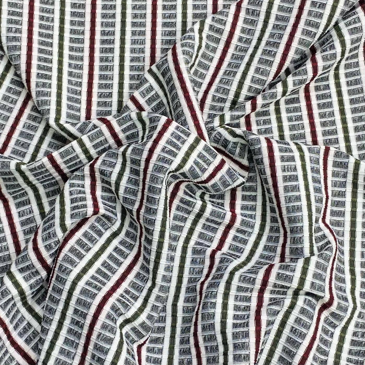 Pound A Metre 3 Metres 3 Metre Luxurious Soft Printed Ribbed Jersey - 55"- (White & Maroon)