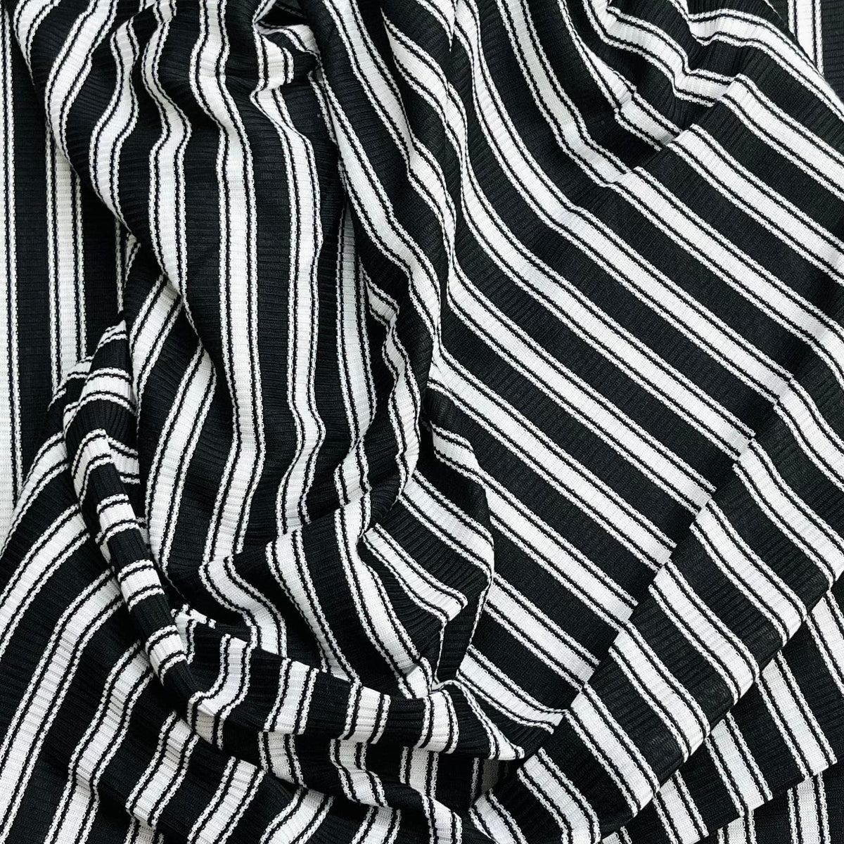 Pound A Metre 3 Metre Luxurious Soft Viscose Jersey - 55"- (Black & Ivory)