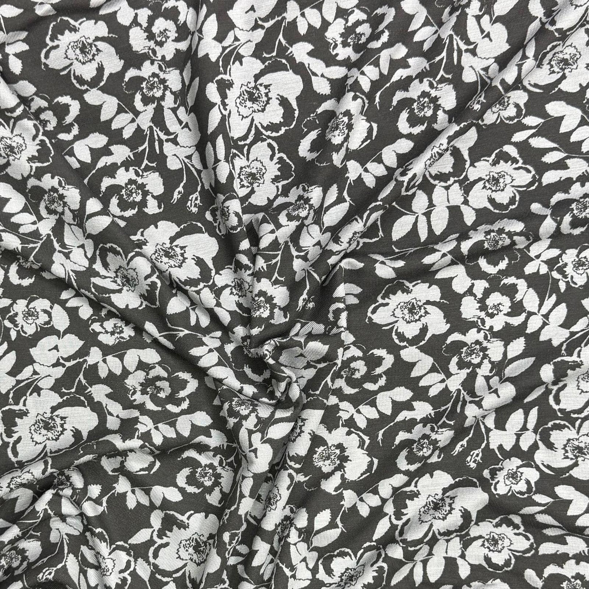 Pound A Metre 3 Metres 3 Metre Luxurious Soft Viscose Jersey - 55"- (Black Rose)