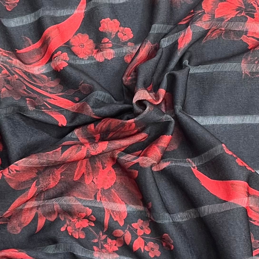 Pound A Metre 3 Metre Luxurious Soft Viscose Jersey - 55"- (Night Garden)