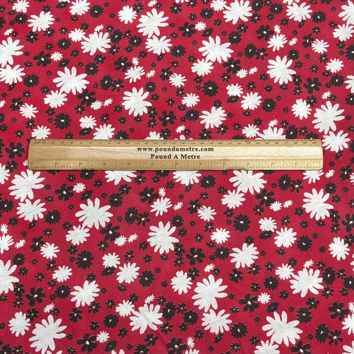 Pound A Metre 3 Metre Luxurious Soft Viscose Jersey - 55"- (Red Flower)