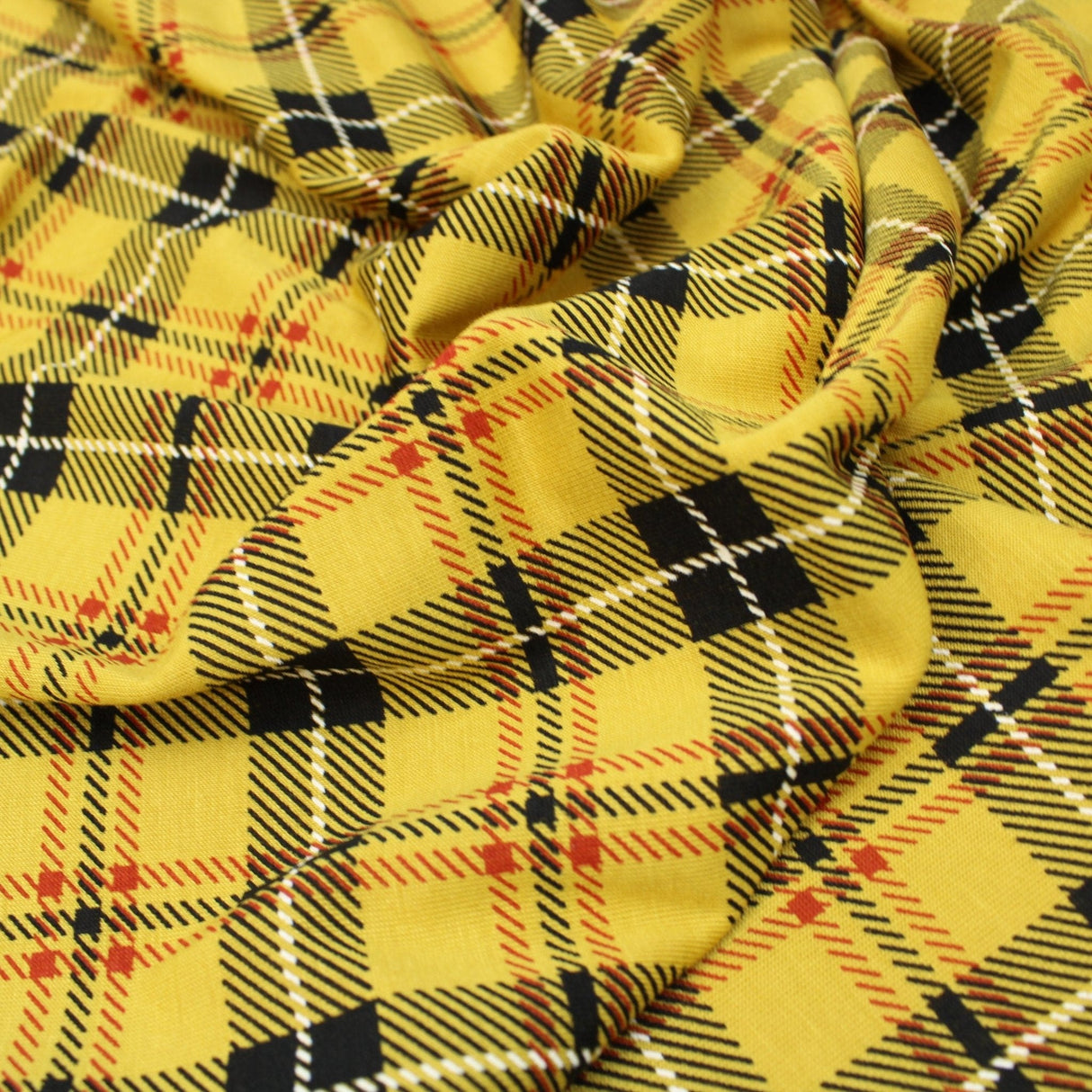Pound A Metre 3 Metre Luxurious Soft Viscose Jersey - 55"- (Yellow Checks)