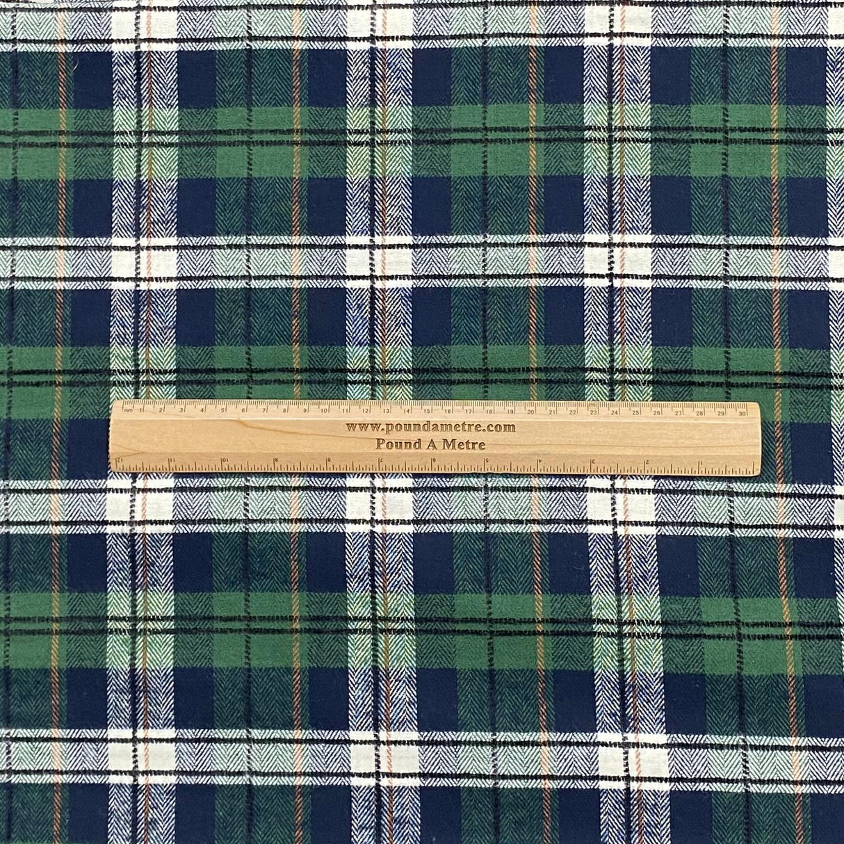 Pound A Metre 3 Metre Premium Poly Wool Fabric - 55"- (Green, Blue & White)