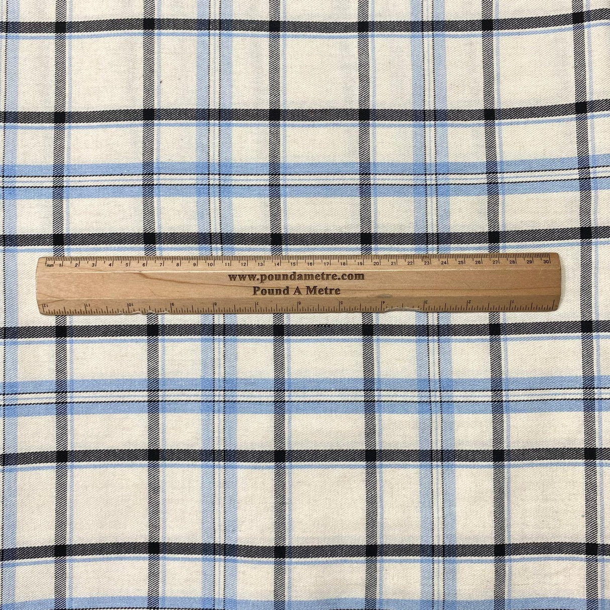 Pound A Metre 3 Metre Premium Poly Wool Fabric - 55"- (Sky, White & Black)