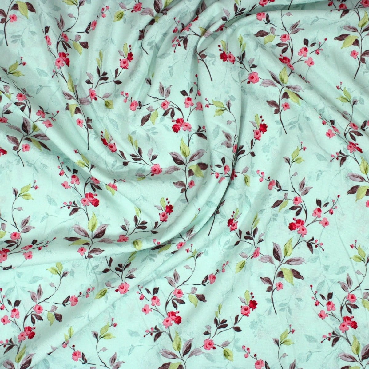 Pound A Metre 3 Metres 3 Metre Santorini Soft Crepe- 45" Wide (Mint Flower Patch)