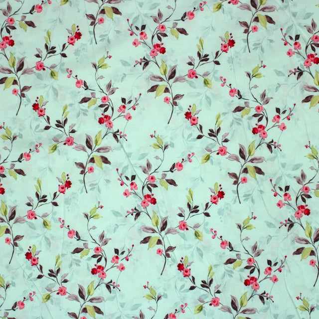 Pound A Metre 3 Metres 3 Metre Santorini Soft Crepe- 45" Wide (Mint Flower Patch)