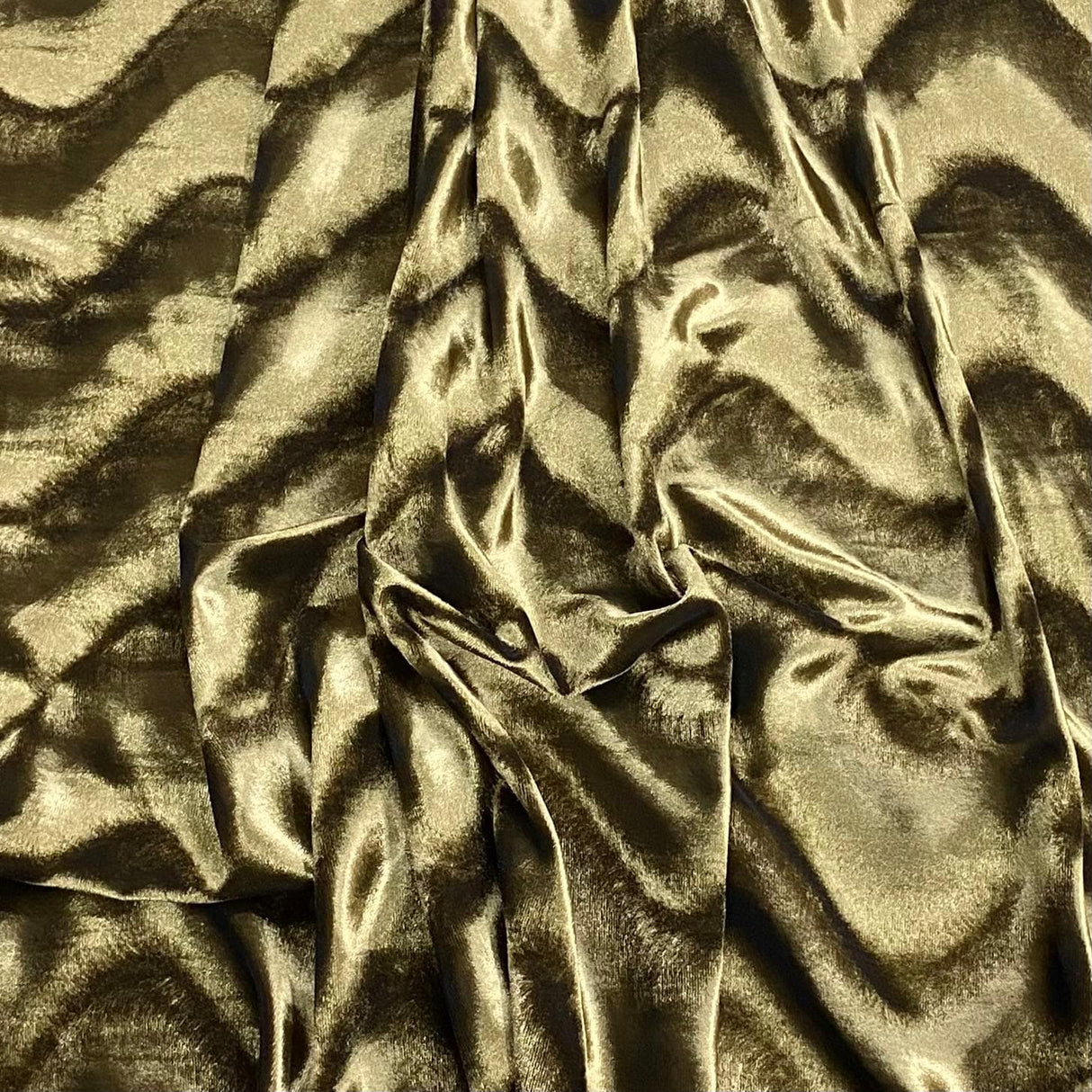 Pound A Metre 3 Metre Winter Wave-Effect Velvet - 55'' Wide (Khaki)