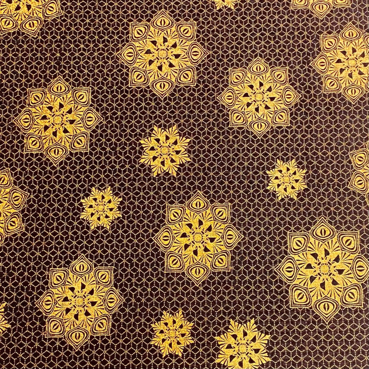 Pound A Metre 3 Metres Beautiful Printed Gold Foil Velvet- 55" Wide (Brown)