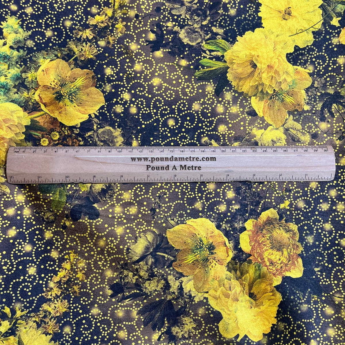 Pound A Metre 3 Metres Beautiful Printed Gold Foil Velvet- 55" Wide (Golden)