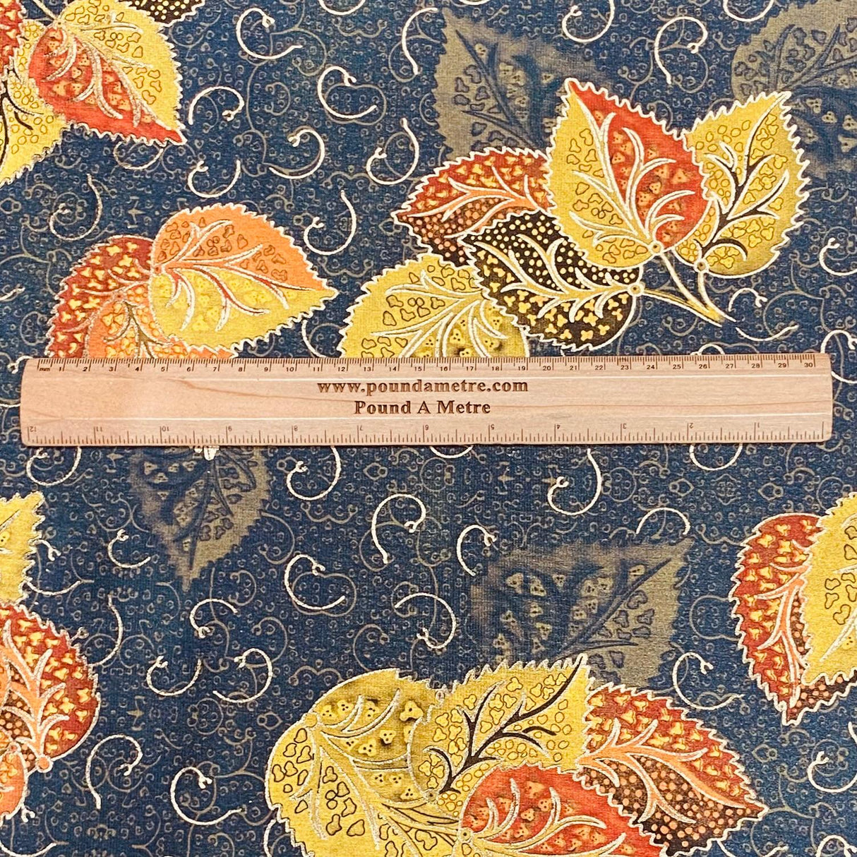 Pound A Metre 3 Metres Beautiful Printed Gold Foil Velvet- 55" Wide (Leaf)