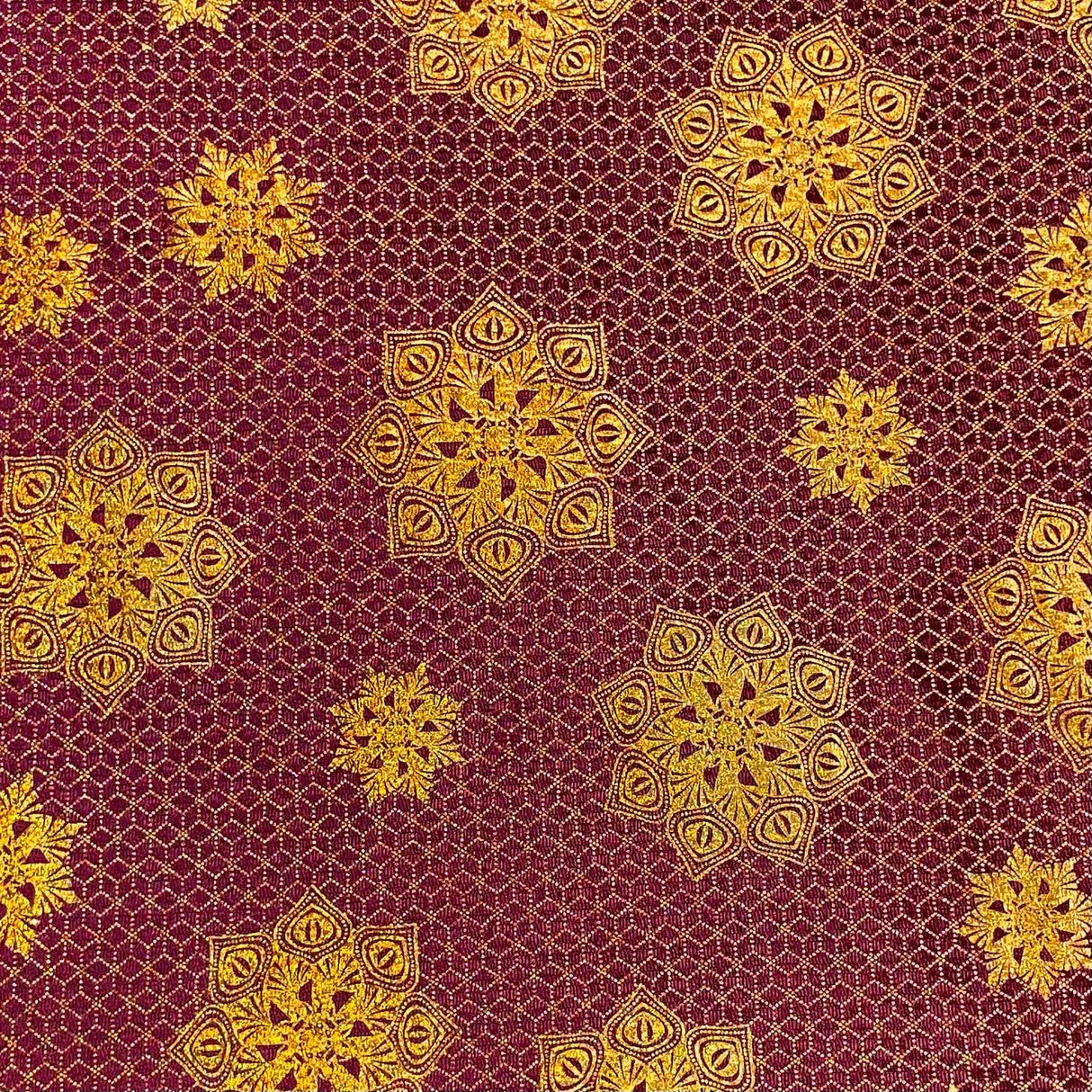 Pound A Metre 3 Metres Beautiful Printed Gold Foil Velvet- 55" Wide (Maroon)