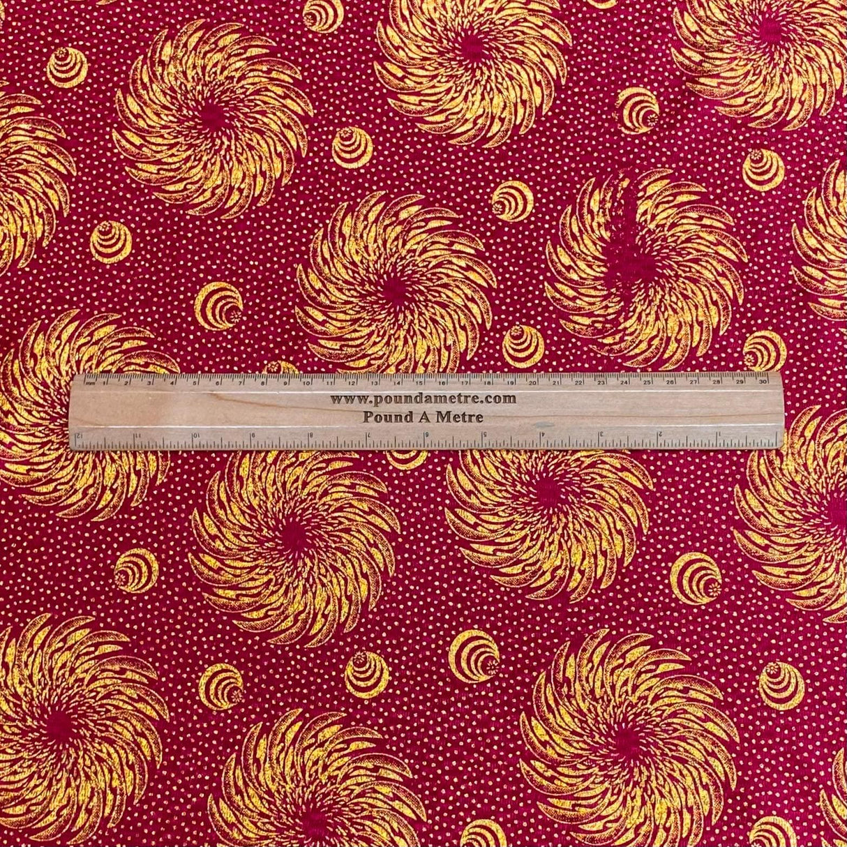 Pound A Metre 3 Metres Beautiful Printed Gold Foil Velvet- 55" Wide (Red)