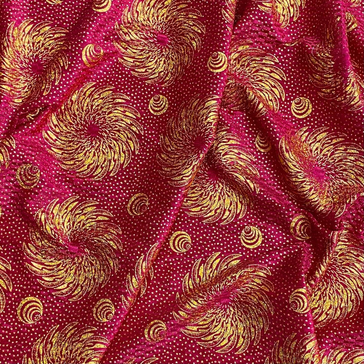 Pound A Metre 3 Metres Beautiful Printed Gold Foil Velvet- 55" Wide (Red)